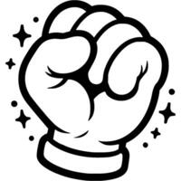 Rebel fist clenched into symbol of protest in monochrome. Simple minimalistic in black ink drawing on white background vector