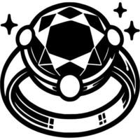Precious gold ring with large ruby in monochrome. Simple minimalistic in black ink drawing on white background vector