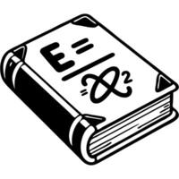 School textbook on physics in monochrome. Simple minimalistic in black ink drawing on white background vector