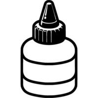 Tube of PVA glue for office and school studies in monochrome. Simple minimalistic in black ink drawing on white background vector