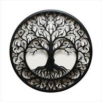 Circular silhouette of a majestic tree art style roots gripping tightly into the earthPrint vector