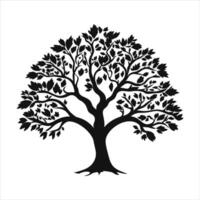 silhouette of big tree in summer on isolated white background Pro vector