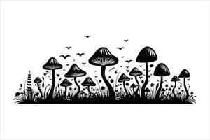 Mushroom silhouette on white background vector