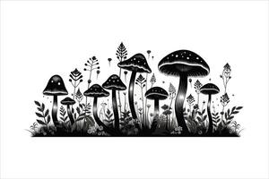 Mushroom silhouette on white background vector