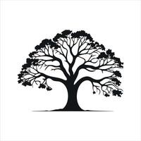 silhouette of big tree in summer on isolated white background Pro vector