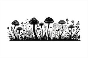 Mushroom silhouette on white background vector