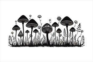 Mushroom silhouette on white background vector
