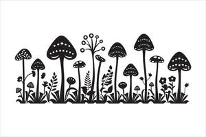 Mushroom silhouette on white background vector