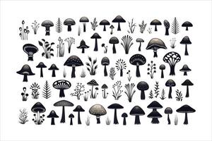 Mushroom silhouette on white background vector