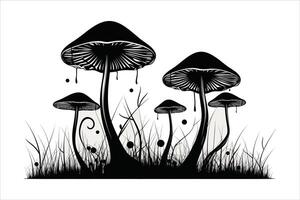 Mushroom silhouette on white background vector