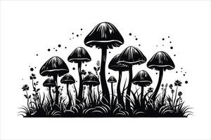 Mushroom silhouette on white background vector