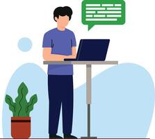 man standing chat with something flat design vector
