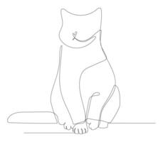 Continuous line art of a cat. vector