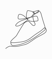 Continuous line art of boot shoe. vector