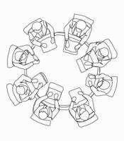 Continuous one line art of business people meting at a table vector
