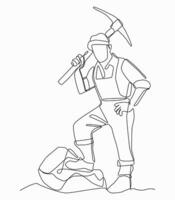 Continuous one line art of a lobour vector