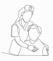 Talking in patient and a nurse in a hospital. vector