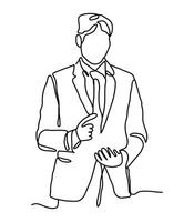 continuous line drawing of Successful business man, vector