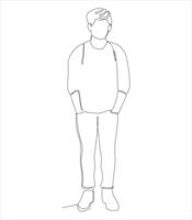 continuous line drawing of standing a man vector