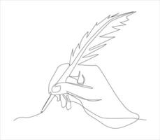 Continuous one line drawing with a fountain pen. vector