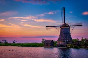 Windmills at Kinderdijk in Holland. Netherlands photo