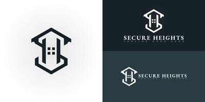Abstract hexagon initial letter SH or HS in green color isolated on multiple background colors. The logo is suitable for real estate services consulting logo design inspiration templates. vector