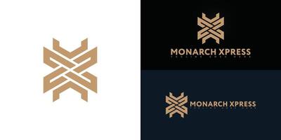 Abstract initial hexagon letter MX or XM logo in gold color isolated on multiple background colors. The logo is suitable for architecture firm logo design inspiration templates. vector