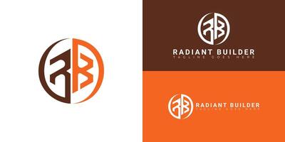 Abstract initial circle letter RB or BR logo in orange-brown color isolated on multiple background colors. The logo is suitable for construction company logo design inspiration templates. vector