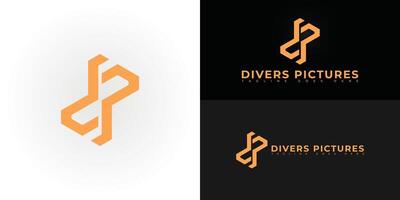 Abstract hexagon initial letter DP or PD in orange color isolated on multiple background colors. The logo is suitable for businesses in the media production company logo design inspiration templates. vector