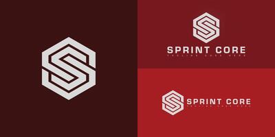 Abstract initial hexagon letter SC or CS logo in silver-white color isolated on multiple background colors. The logo is suitable for sports brand apparel logo design inspiration templates. vector