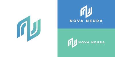 Abstract initial letter N or NN in green-blue color isolated on multiple background colors. The logo is suitable for AI app security startup logo design inspiration templates. vector