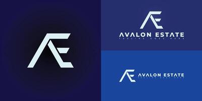 Abstract initial letter AE or EA in soft blue color isolated on multiple background colors. The logo is suitable for residential construction company logo design inspiration templates. vector