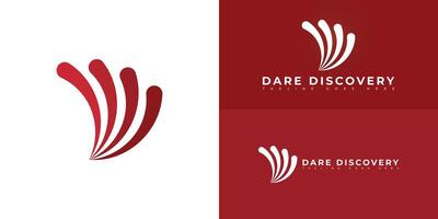 Abstract initial letter D or DD logo in red color isolated on multiple background colors. The logo is suitable for travel business logo design inspiration templates. vector