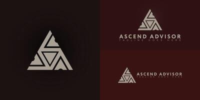 Abstract initial triangle letter A or AA logo in mud gold color isolated on multiple background colors. The logo is suitable for business and consulting company logo design inspiration templates. vector