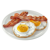 Two Eggs Over Easy, Crispy Bacon, on Transparent background AI-Generative png
