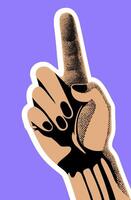 Pointing hand. Hand gesture. Reach something by index finger. isolated illustration vector