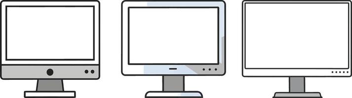 Blank screen Monitor isolated set illustration, Monitor mockup design vector