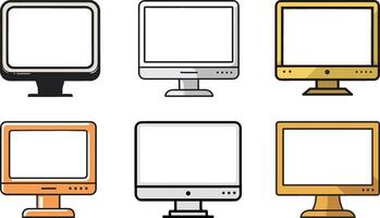 Blank screen Monitor isolated set illustration, Monitor mockup design vector