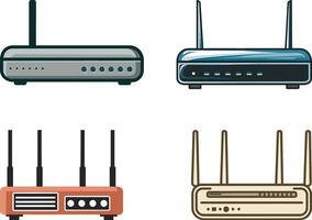 Wifi Router icon illustration design set vector