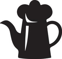 Coffee icon - outline illustration and silhouette vector