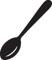 Top view metal spoon silhouette isolated on white background. Spoon icon illustration design vector