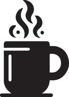 Coffee icon - outline illustration and silhouette vector