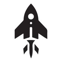 Rocket silhouette illustration astronaut vehicle icon. Rocket launch missle spaceship future speed cartoon concept vector