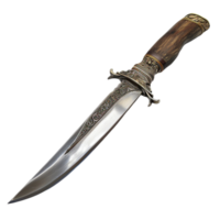 Long Ornate Sword with Wooden Handle on Transparent Background png