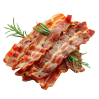 Slices of bacon isolated on Transparent background AI-Generative png