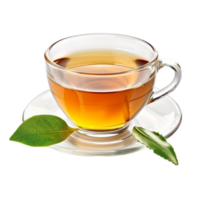 Cup of Tea with Green Leaves on Transparent background AI-Generative png