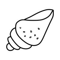 Decorative shell drawn with black line in the doodle style isolated on white background. Marine element for decoration, stickers, crafts, wedding, coloring book. outline Hand drawn illustration vector