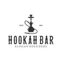 Hookah logo design, label, badge. Vintage shisha bar logo template vector
