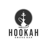 Hookah logo design, label, badge. Vintage shisha bar logo template vector