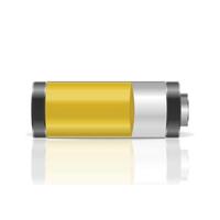 3D realistic yellow battery with shadow vector